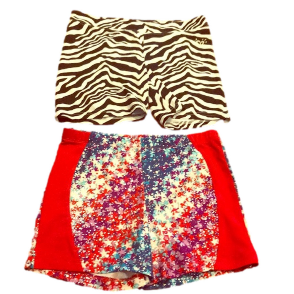 TWO pair of girls gymnastics shorts